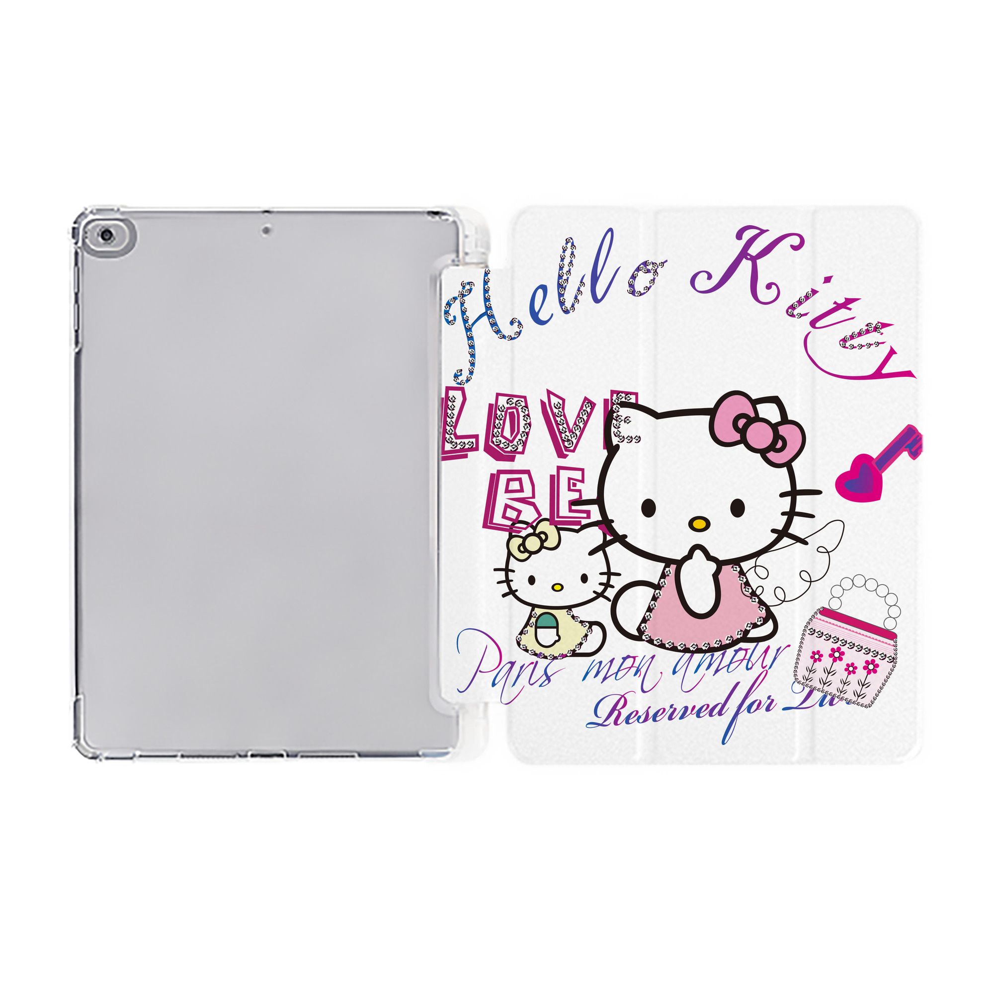 （画像用） Hello Kitty ハローキティ IPad ケース ペン収納付き 三つ折りスタンド PUレザー×シリコン 対応機種9.5/10.5/10.9インチ